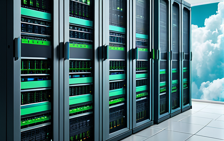 **
"A stylized digital illustration depicting a server rack with clouds subtly integrated. Focus on concepts of efficiency and optimization. Use a color palette of cool blues and greens, with subtle data streams visually represented. Keywords: Cloud computing, cost reduction, server infrastructure, efficient design, digital art, appropriate attire."
**
