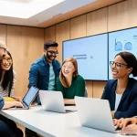 Home 9 기술 공유 플랫폼의 생태계 조성 방법 - **Prompt: A vibrant, diverse tech community gathering in a modern co-working space, brimming with en...